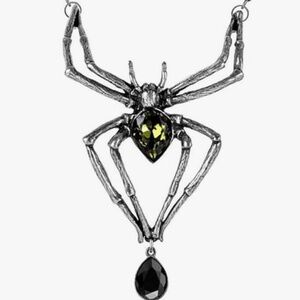 NWOT Emerald Venom Spider Necklace with Swarovski Crystals #gothic#pewter